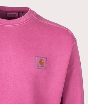 Oversized Nelson Sweatshirt in Magenta by Carhartt WIP. EQVVS Detail Shot.