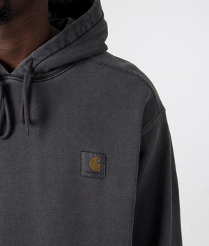 Carhartt WIP Oversized Nelson Hoodie in Charcoal Grey, 100% Cotton. Detail model Shot at EQVVS