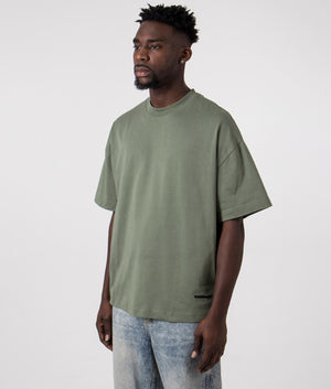 Link Script T-Shirt Carhartt WIP. Park Green. Angle Shot at EQVVS. 