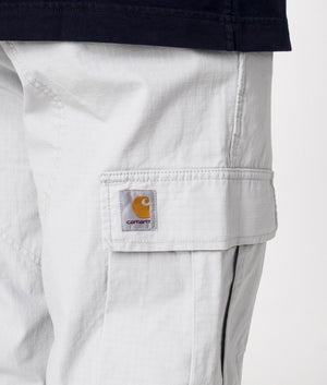 Carhartt WIP Regular Fit Cargo Pants in Sonic Silver, 100% Cotton Detail Shot at EQVVS