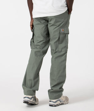 Carhartt WIP Regular Fit Cargo Pants in Park Green, 100% Cotton Back Shot at EQVVS