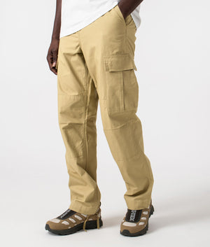 Carhartt WIP Regular Fit Cargo Pants in Agate Beige, 100% Cotton Angle Shot at EQVVS