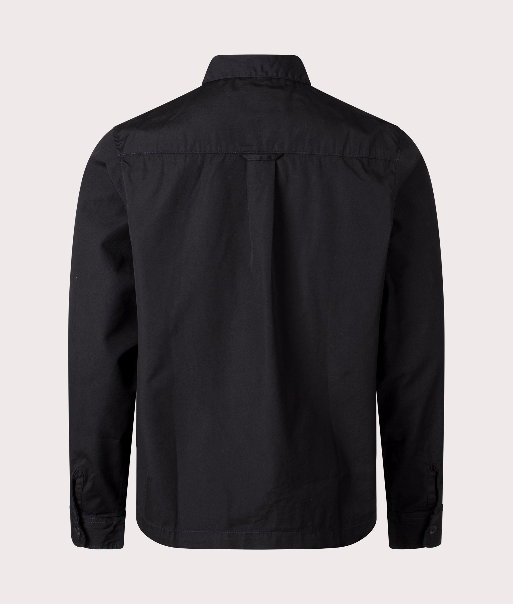 Carhartt WIP Relaxed Fit Craft Zip Shirt in Black Rinsed 100% Cotton Back Shot at EQVVS 