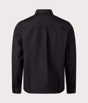 Carhartt WIP Relaxed Fit Craft Zip Shirt in Black Rinsed 100% Cotton Back Shot at EQVVS 