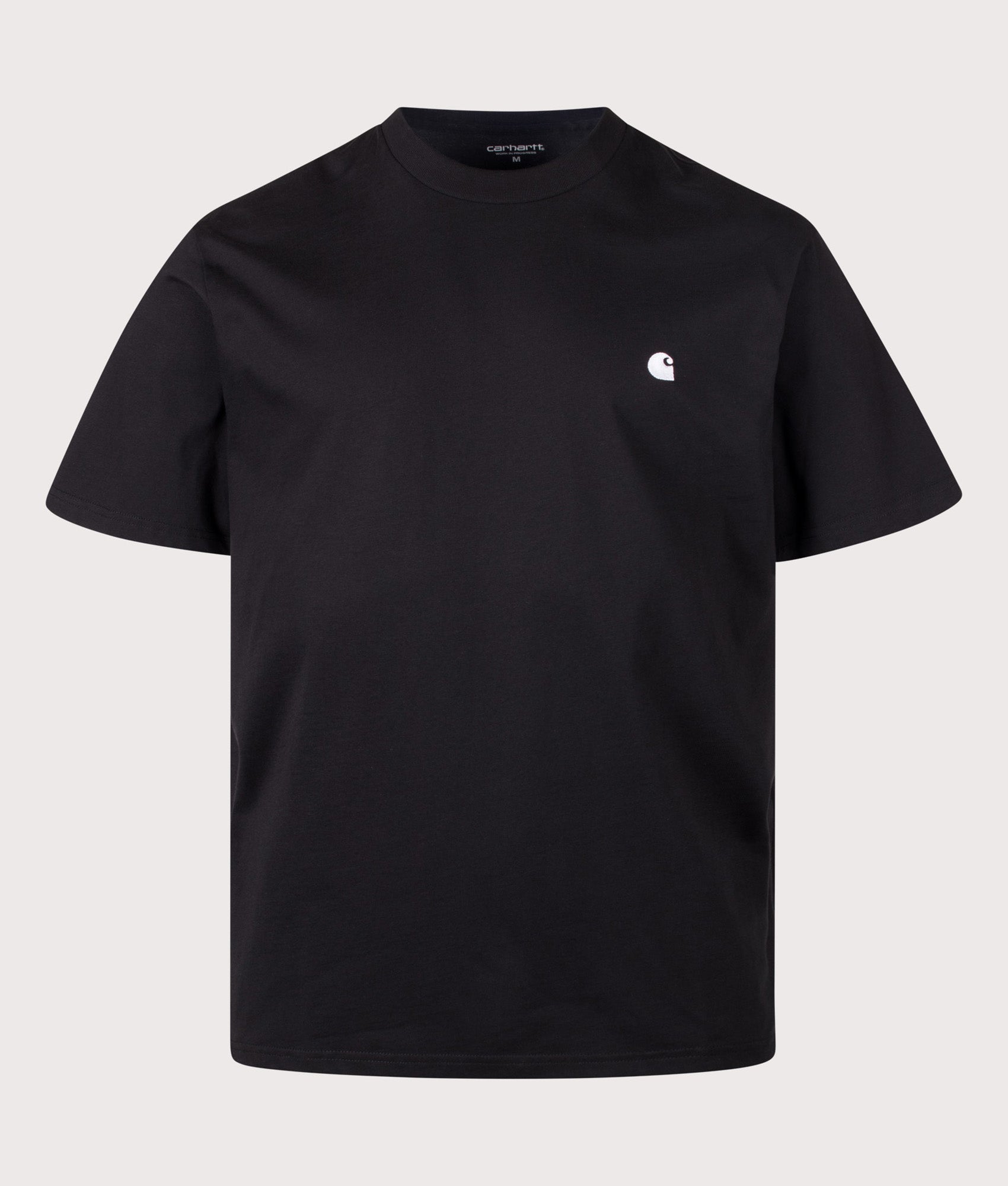 Carhartt WIP Loose Fit Madison T-Shirt in Black and White at EQVVS Menswear. Front shot.
