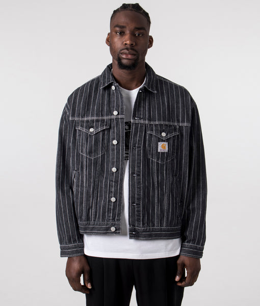 ジャケット・アウター Carhartt WIP Orlean Stripe Jacket CARHARTT WIP ORLEAN STRIPE JACKET BLUE/WHITE STONE WASHED L