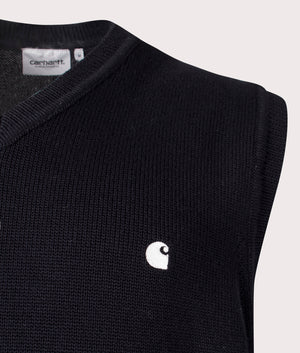 Carhartt WIP Madison Vest Sweatshirt in K02XX Black/Wax detail shot at EQVVS