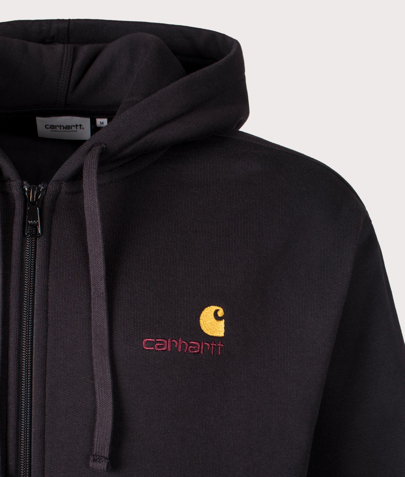 Carhartt WIP Relaxed Fit American Script Jacket at EQVVS Menswear. Detail shot.