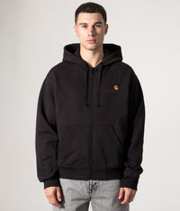 Relaxed Fit American Script Zip Through Hoodie: 89XX Black 