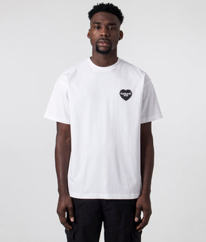 Carhartt WIP Relaxed Fit Heart Bandana T-Shirt in White with Black Back Print 100% Cotton Front Model Shot at EQVVS