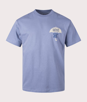 Carhartt WIP Relaxed Fit Covers T-Shirt in Bay Blue 100% Cotton Front Shot at EQVVS