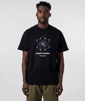 Carhartt WIP Relaxed Fit R&D T-Shirt in Black, 100% Organic Cotton Model Front Shot at EQVVS