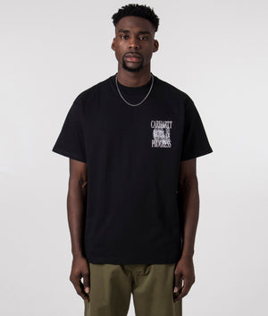 Carhartt WIP Relaxed Fit Always a WIP T-Shirt in Black with White Back Print, 100% Organic Cotton Front Shot at EQVVS