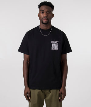 Carhartt WIP Relaxed Fit Always a WIP T-Shirt in Black with White Back Print, 100% Organic Cotton Front Shot at EQVVS