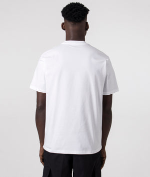 Carhartt WIP Bottle Cap T-Shirt in White with Graphic Print, 100% Organic Cotton Model Back Shot at EQVVS