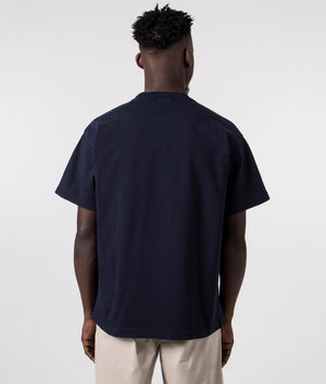Carhartt WIP Relaxed Fit Class of 89 T-Shirt in Navy with White Carhartt Branding on the Chest, 100% Cotton Back Shot at EQVVS