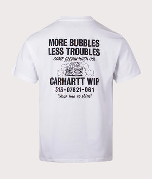 Carhartt Relaxed Fit Less Troubles T-Shirt in white back logo shot at EQVVS
