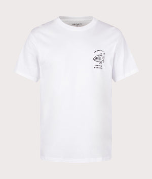 Carhartt WIP Relaxed Fit Icons T-Shirt in 00AXX White/Black front shot at EQVVS