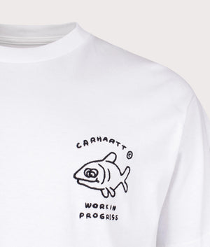 Carhartt WIP Relaxed Fit Icons T-Shirt in 00AXX White/Black detail shot at EQVVS