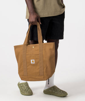 Carhartt WIP Canvas Tote in Hamilton Brown, 100% Cotton Side shot at EQVVS
