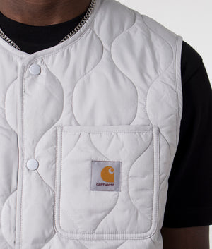 Carhartt Skyton Vest in Sonic Silver, 100% Cotton Detail Shot at EQVVS