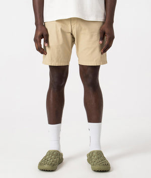 Carhartt WIP John Shorts in Sable Beige, 100% Cotton. Front Shot at EQVVS.