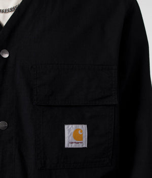 Carhartt WIP Elroy Overshirt in Black, 100% Cotton Detail Shot at EQVVS