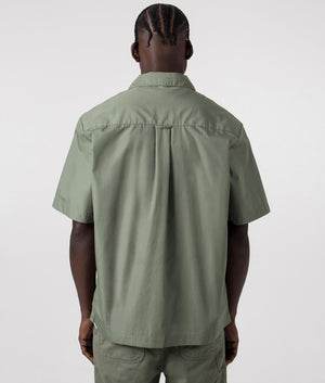 Carhartt Short Sleeve Craft Shirt in Park Khaki Green. back Model Shot at EQVVS