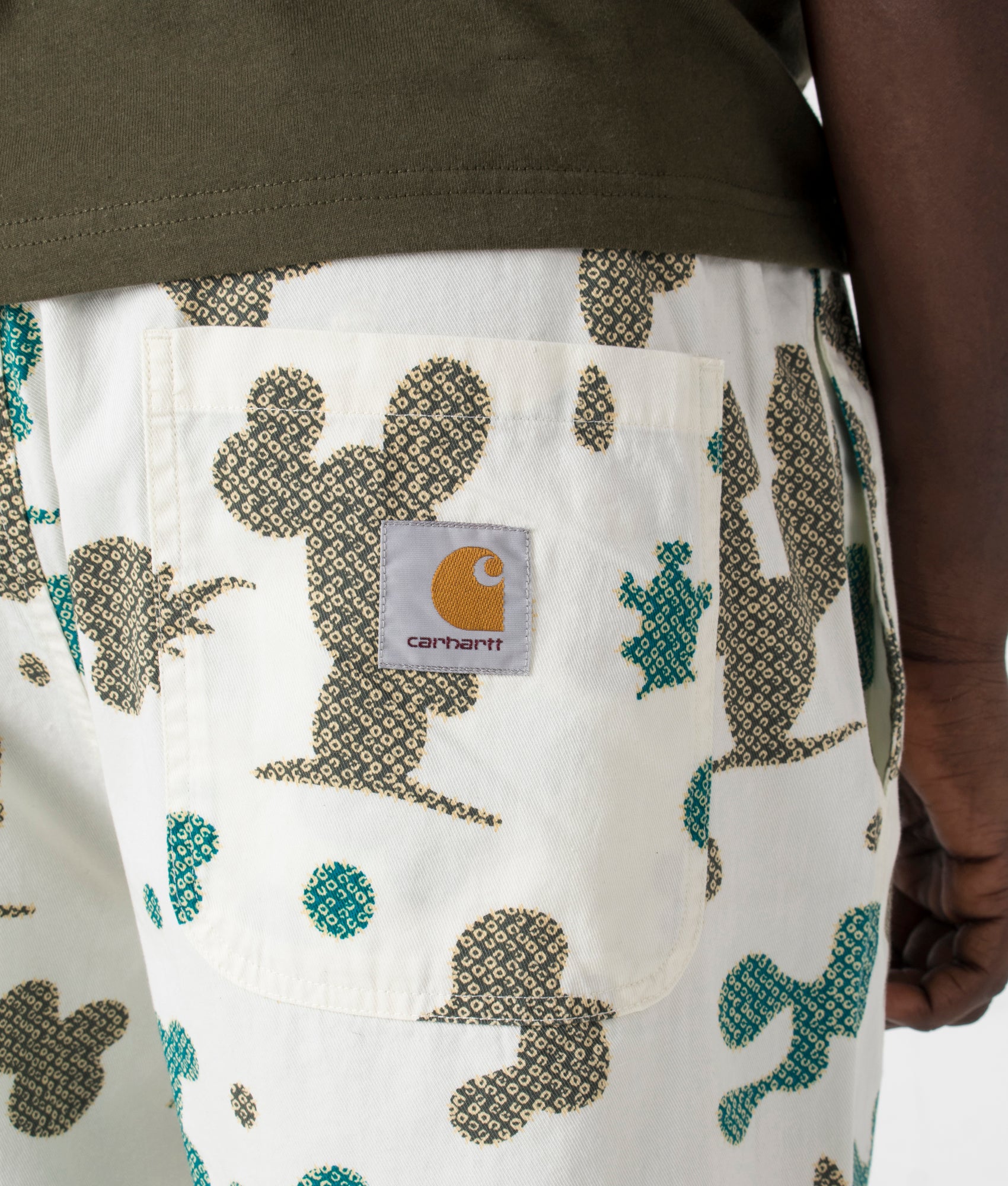 Opus Shorts in Wax by Carhartt. EQVVS Model Shot.