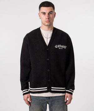 Carhartt Relaxed Fit Onyx Cardigan in Black front shot at EQVVS