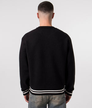 Carhartt WIP Onyx Jumper in Black with Crew Neck and Large Chest Logo in Wax White Back Shot EQVVS