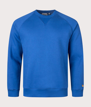 Carhartt WIP Chase Sweatshirt in Acupulco Blue Front shot at EQVVS