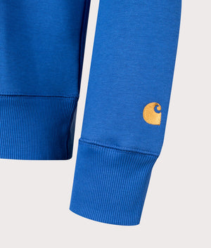 Carhartt WIP Chase Sweatshirt in Acupulco Blue Detail shot at EQVVS