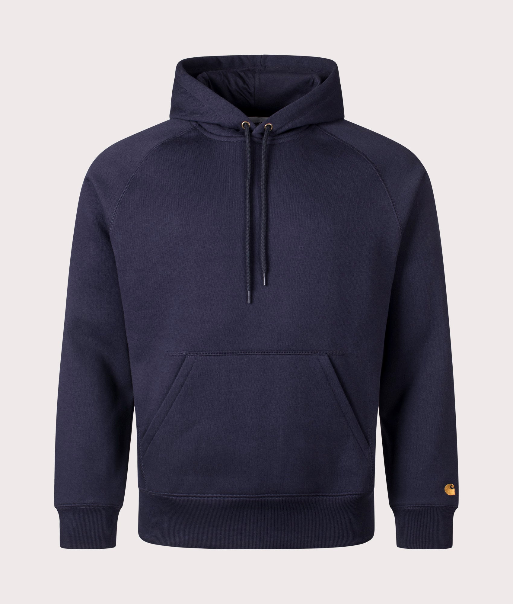 Carhartt WIP Chase Hoodie in Dark Navy/Gold. Shot at EQVVS.  Front shot. 