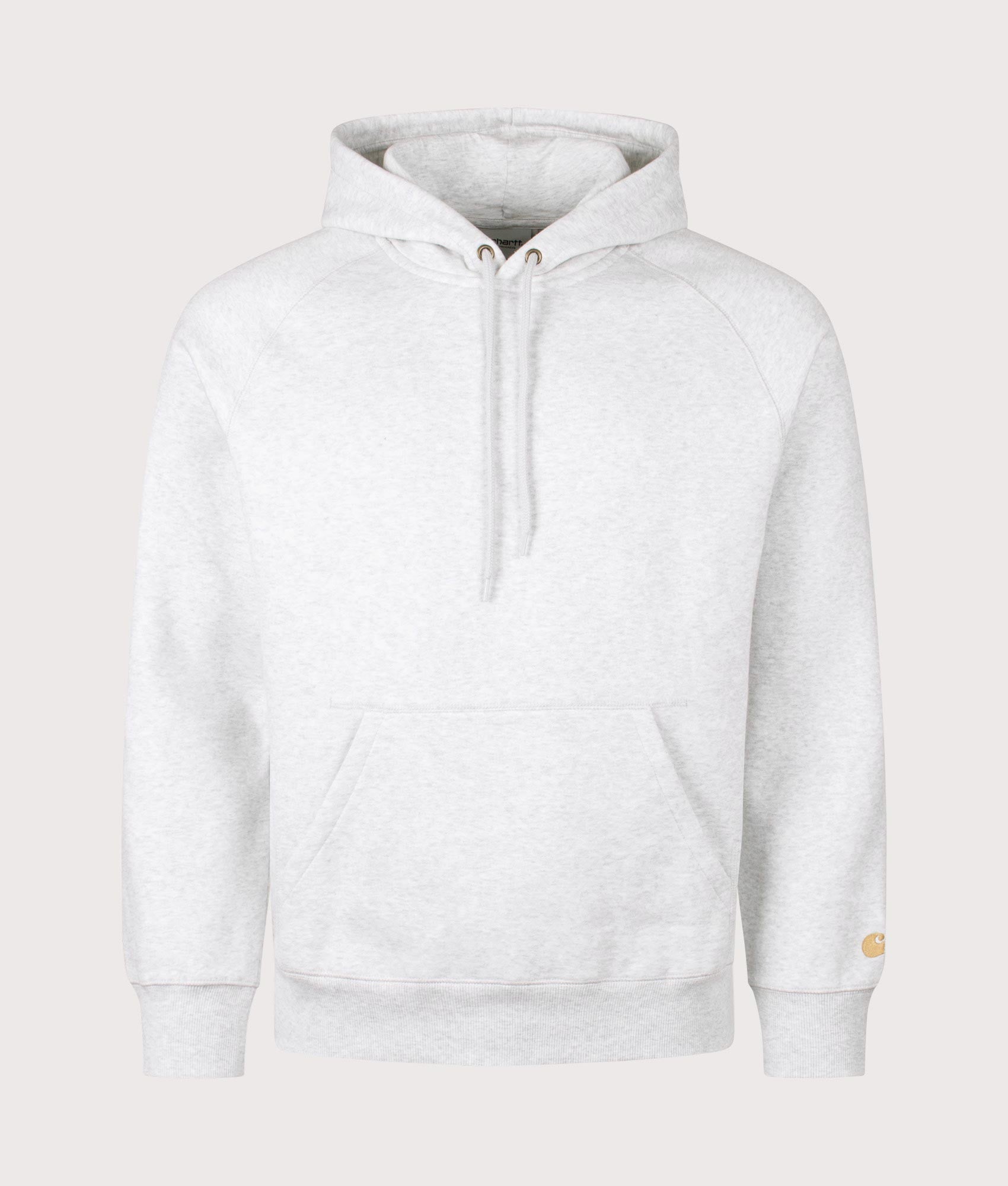 Carhartt WIP Chase Hoodie in Ash Heather/Gold at EQVVS Menswear. Front shot.