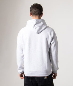 Carhartt WIP Chase Hoodie in Ash Heather/Gold at EQVVS Menswear. Model back shot.