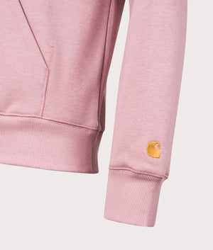 Carhartt WIP Chase Hoodie in Glassy Pink Detail Shot at EQVVS