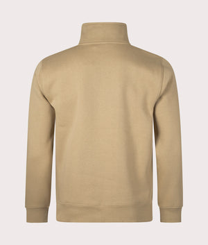 Quarter Zip Chase Sweatshirt in Sable Gold by Carhartt . EQVVS back angle shot.