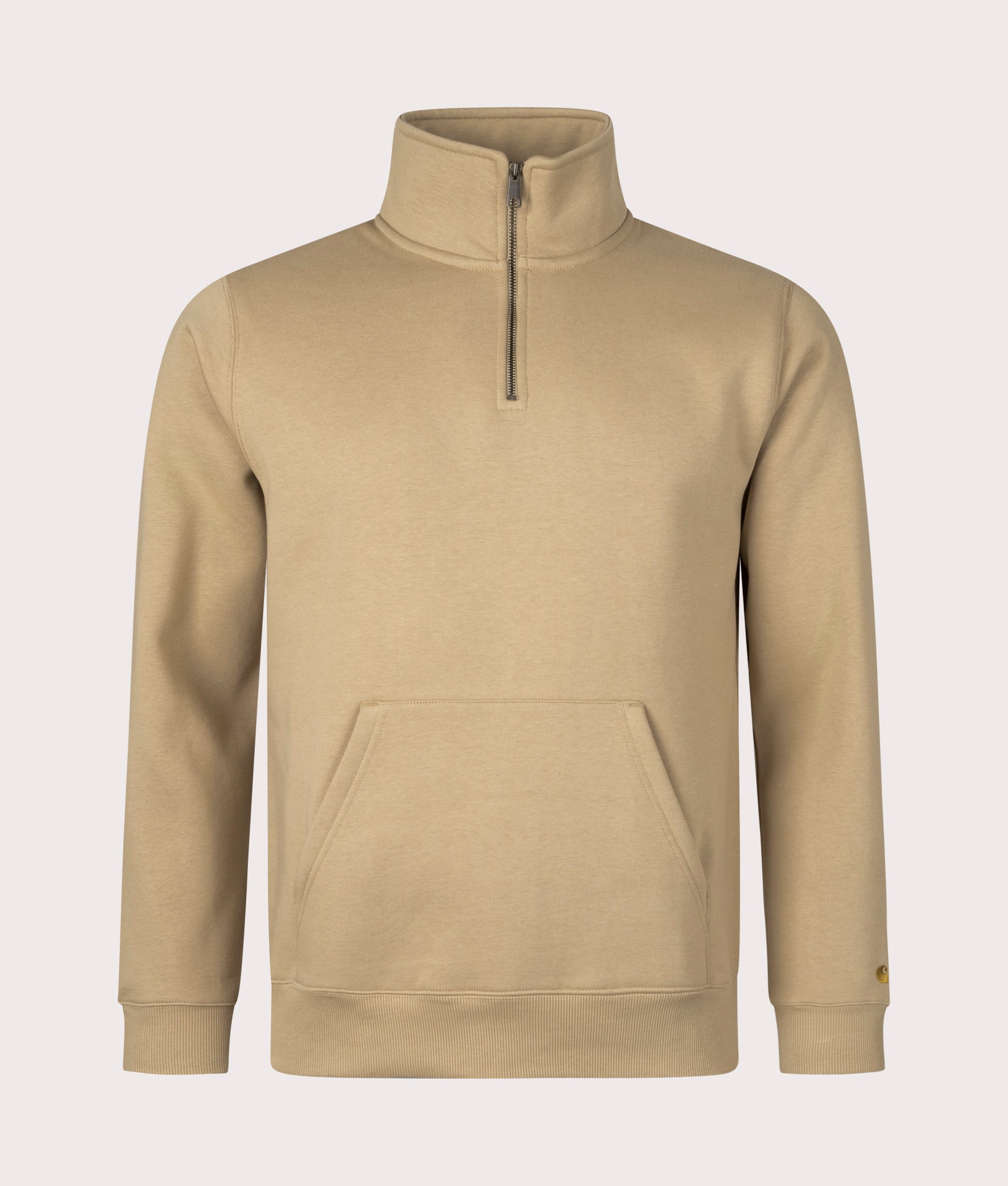 Quarter Zip Chase Sweatshirt in Sable Gold by Carhartt . EQVVS front angle shot.