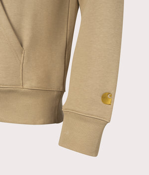 Quarter Zip Chase Sweatshirt in Sable Gold by Carhartt . EQVVS front detail shot.