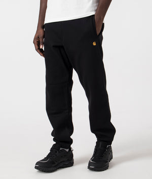 Chase Joggers in Black by Carhartt Wip. EQVVS Side Angle Shot.