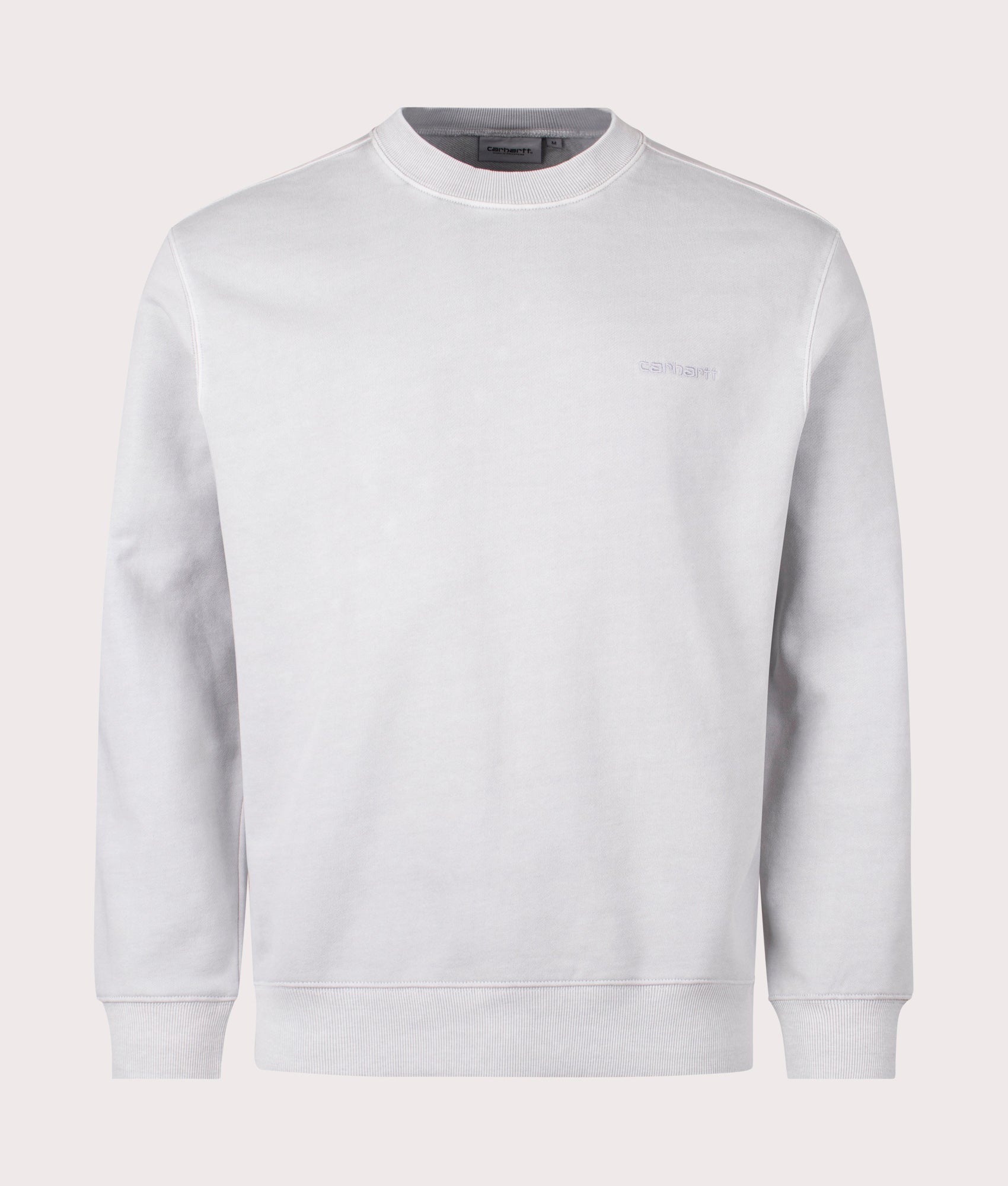 Carhartt WIP Relaxed Fit Duster Script Sweatshirt in Basalt. Front angle shot at EQVVS.