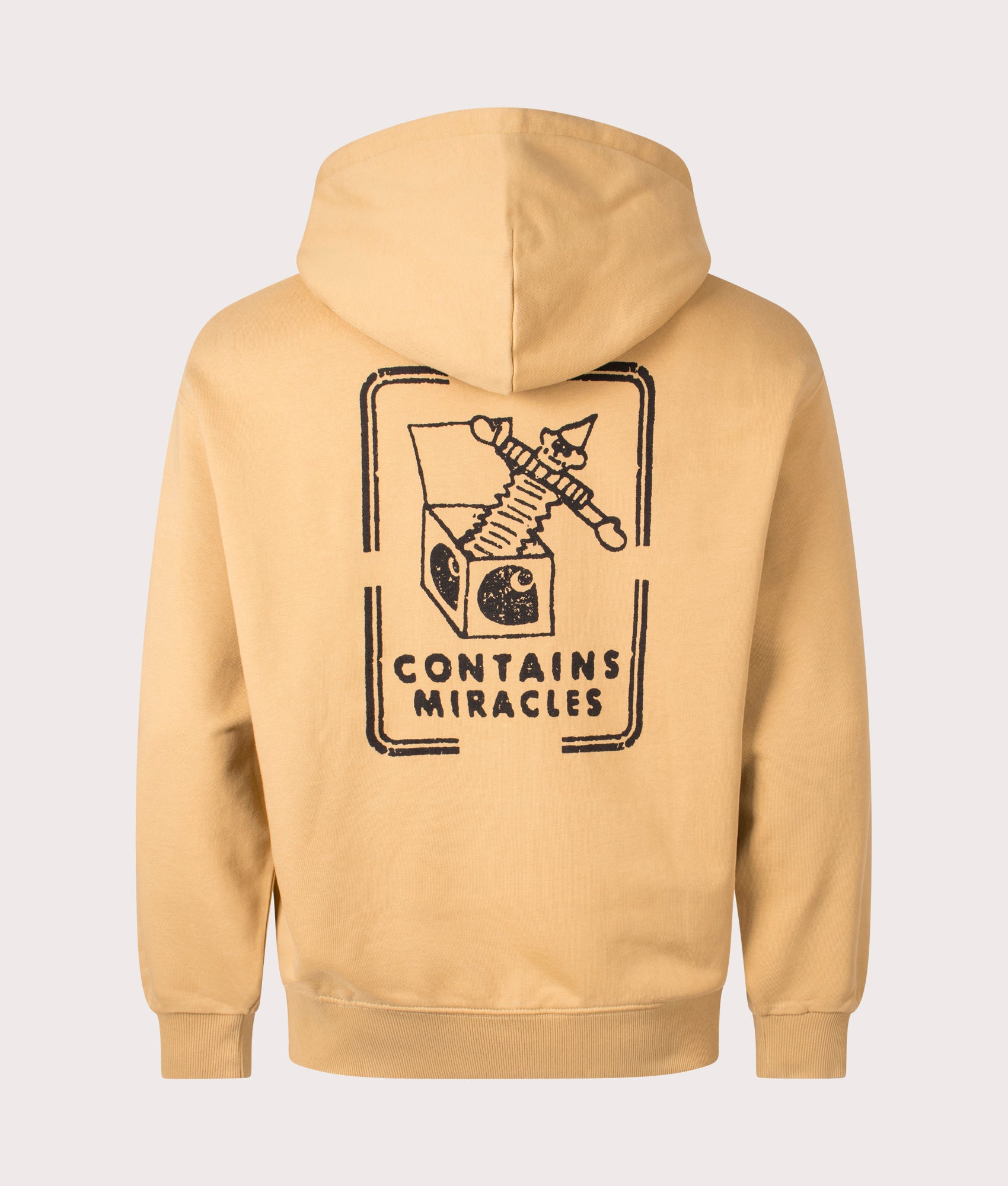 Carhartt WIP Oversized Stamp Hoodie in Bourbon/Black. Back angle shot at EQVVS.