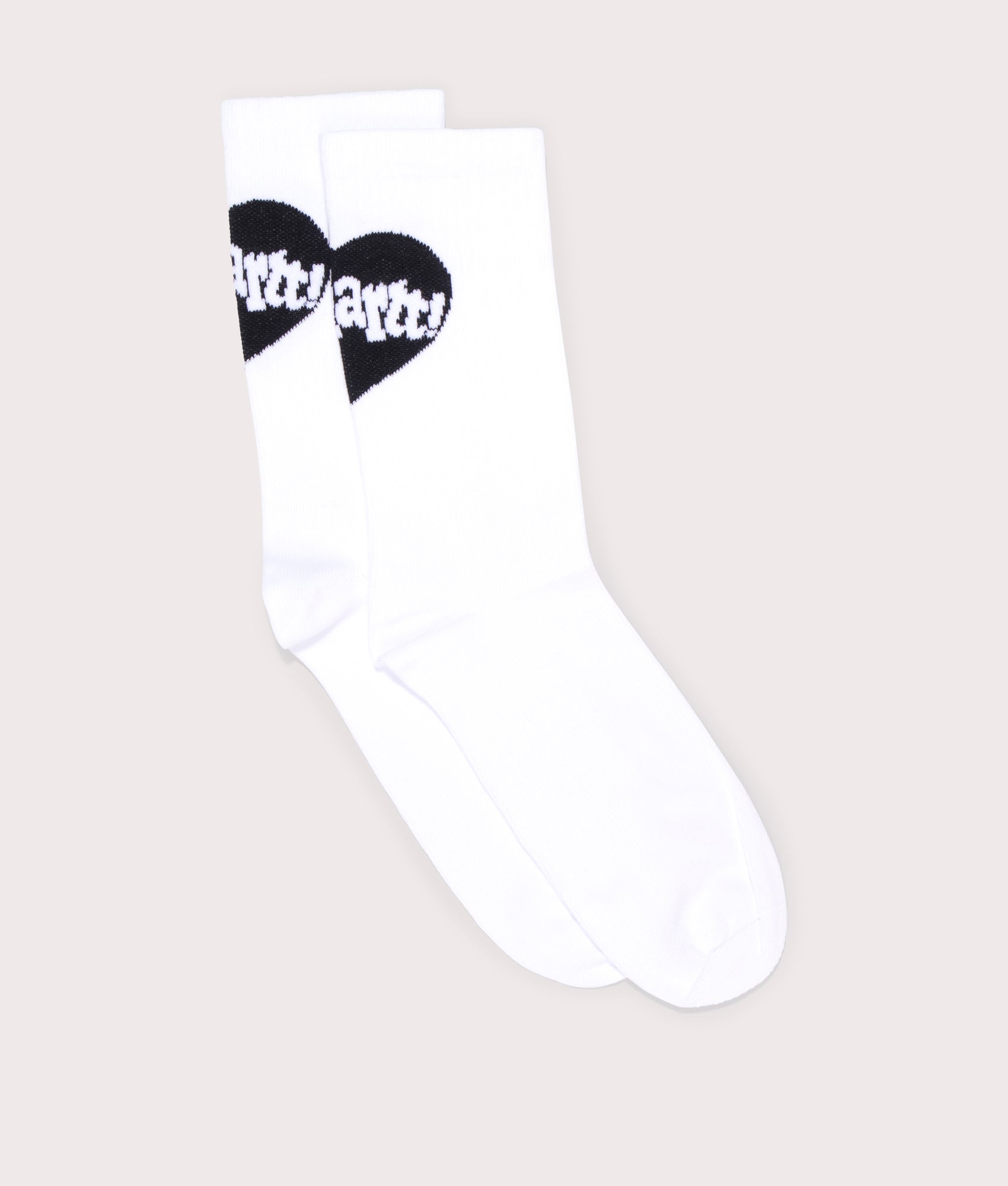 Carhartt WIP Amour Socks in White. Flat angle shot at EQVVS.