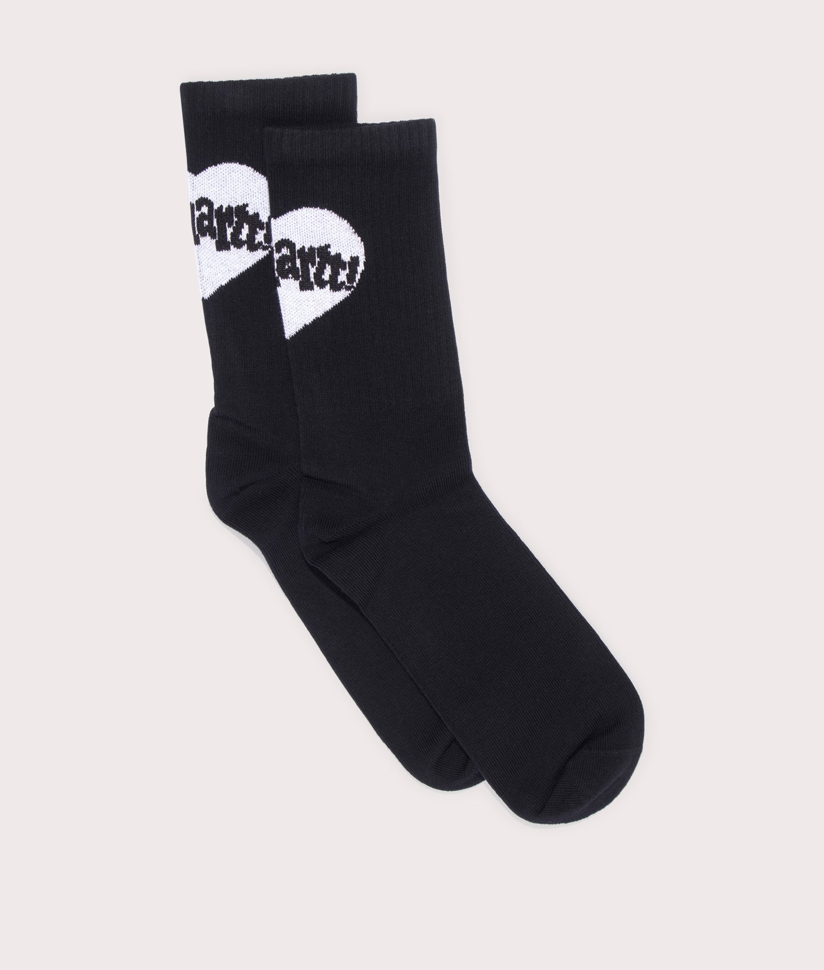 Carhartt WIP Amour Socks in Black. Flat angle shot at EQVVS.