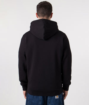 Carhartt WIP Script Embroidery Hoodie in Black/White. Back model shot at EQVVS.