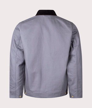Carhartt WIP Detroit Jacket Hamilton in Dove Grey with Black Corduroy Collar. Back Shot EQVVS. 