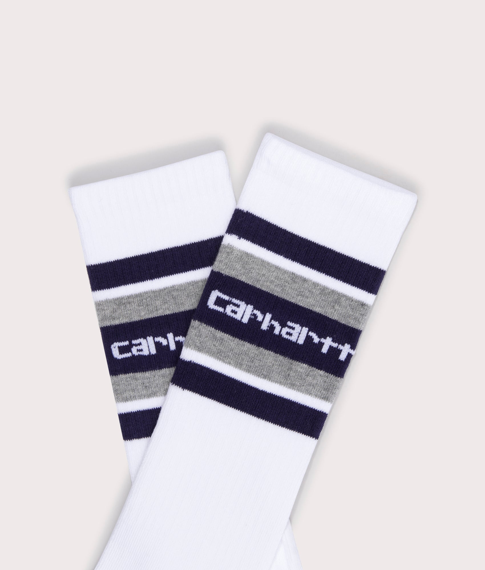 Carhartt WIP Connors Socks in White, Aura Blue and Heather Grey at EQVVS Detail Shot