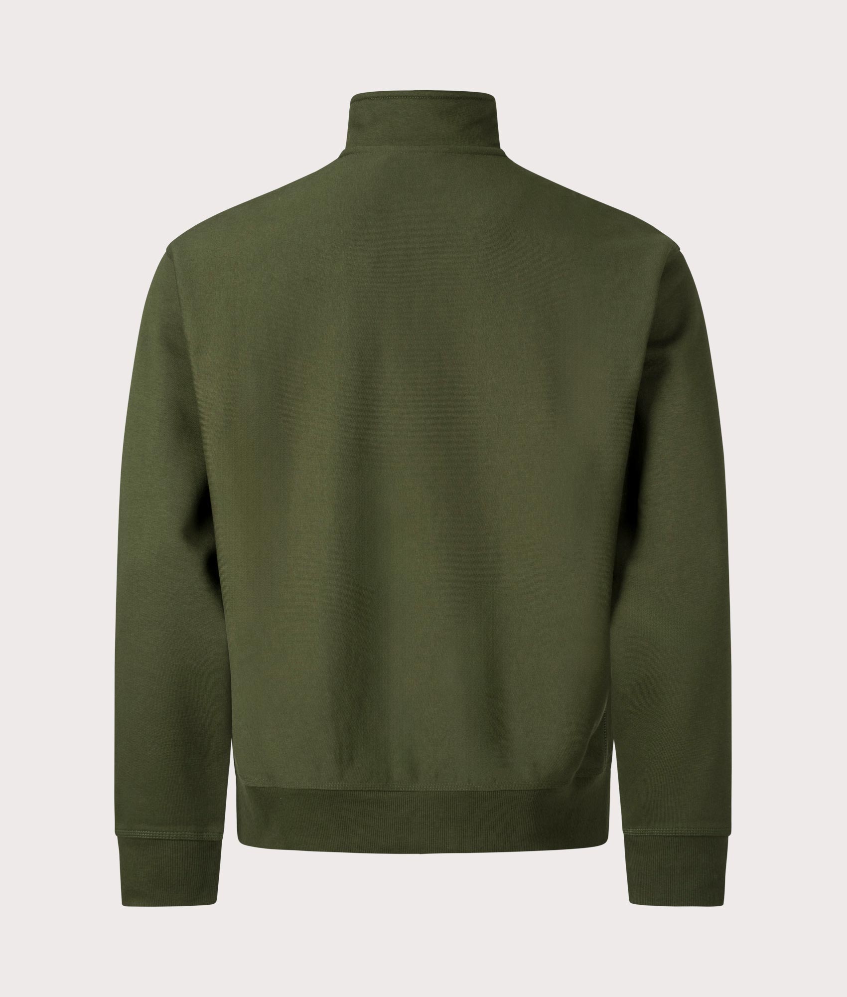 Carharrt WIP Relaxed Fit Half Zip American Script Sweatshirt in tarragon. At EQVVS Menswear. Back shot