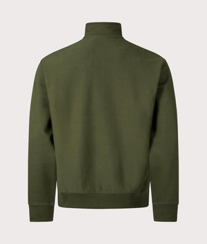 Carharrt WIP Relaxed Fit Half Zip American Script Sweatshirt in tarragon. At EQVVS Menswear. Back shot